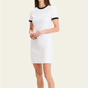 Theory Short-Sleeve Bicolor Sheath Mini Dress